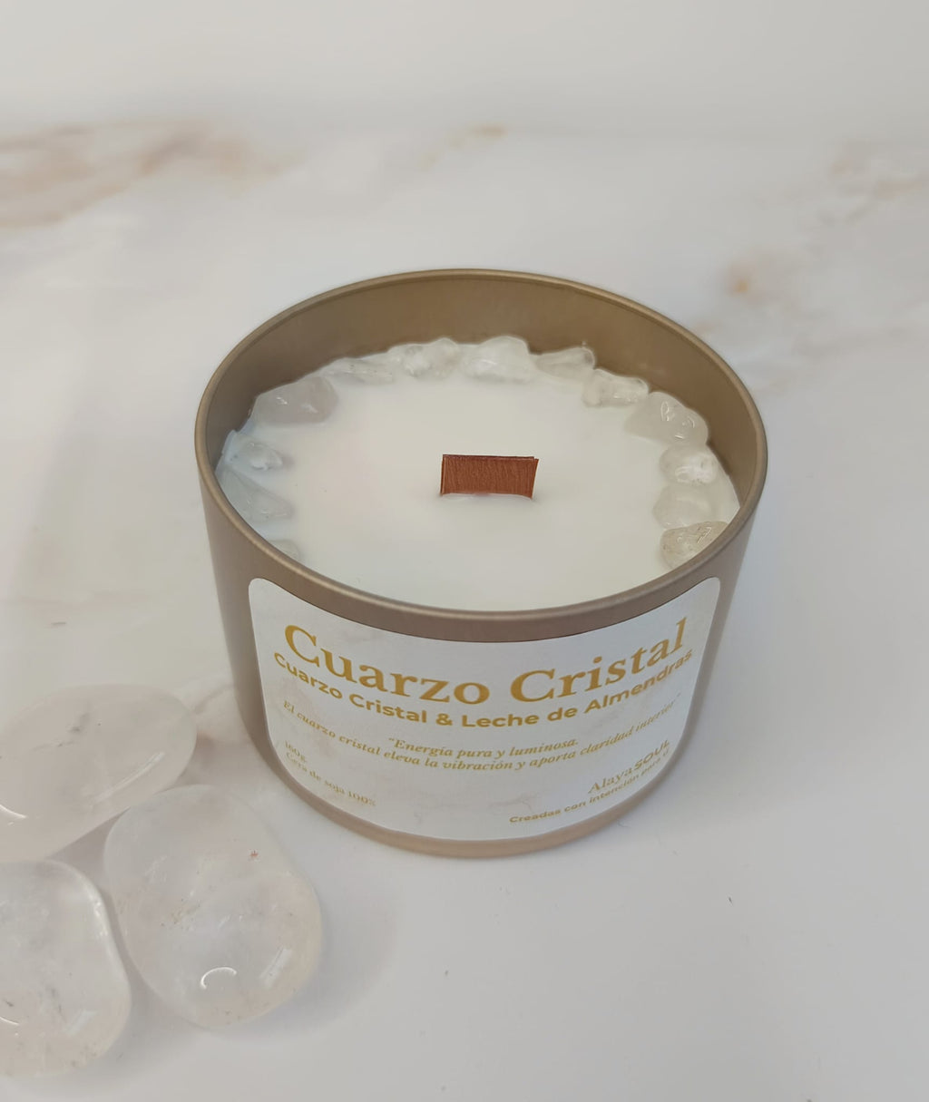 Vela Mineral Cuarzo Cristal