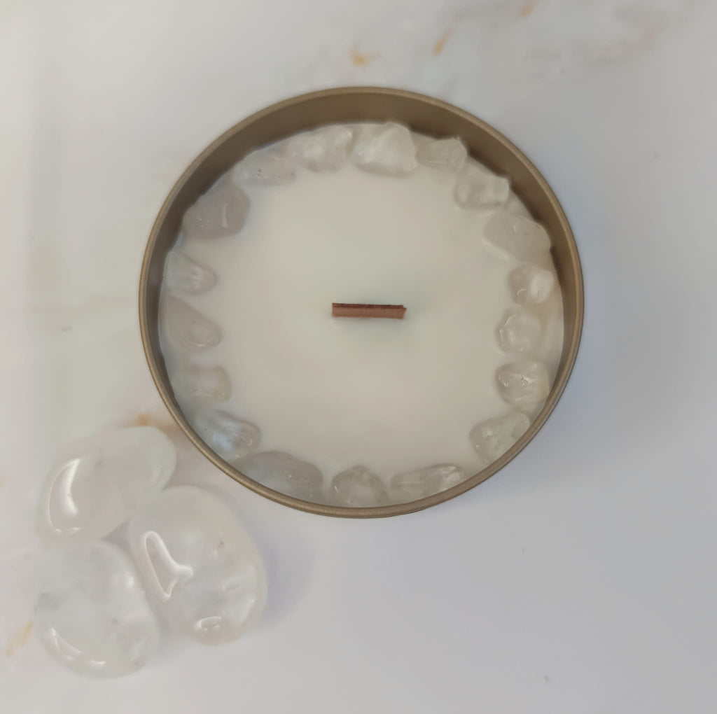 Vela Mineral Cuarzo Cristal