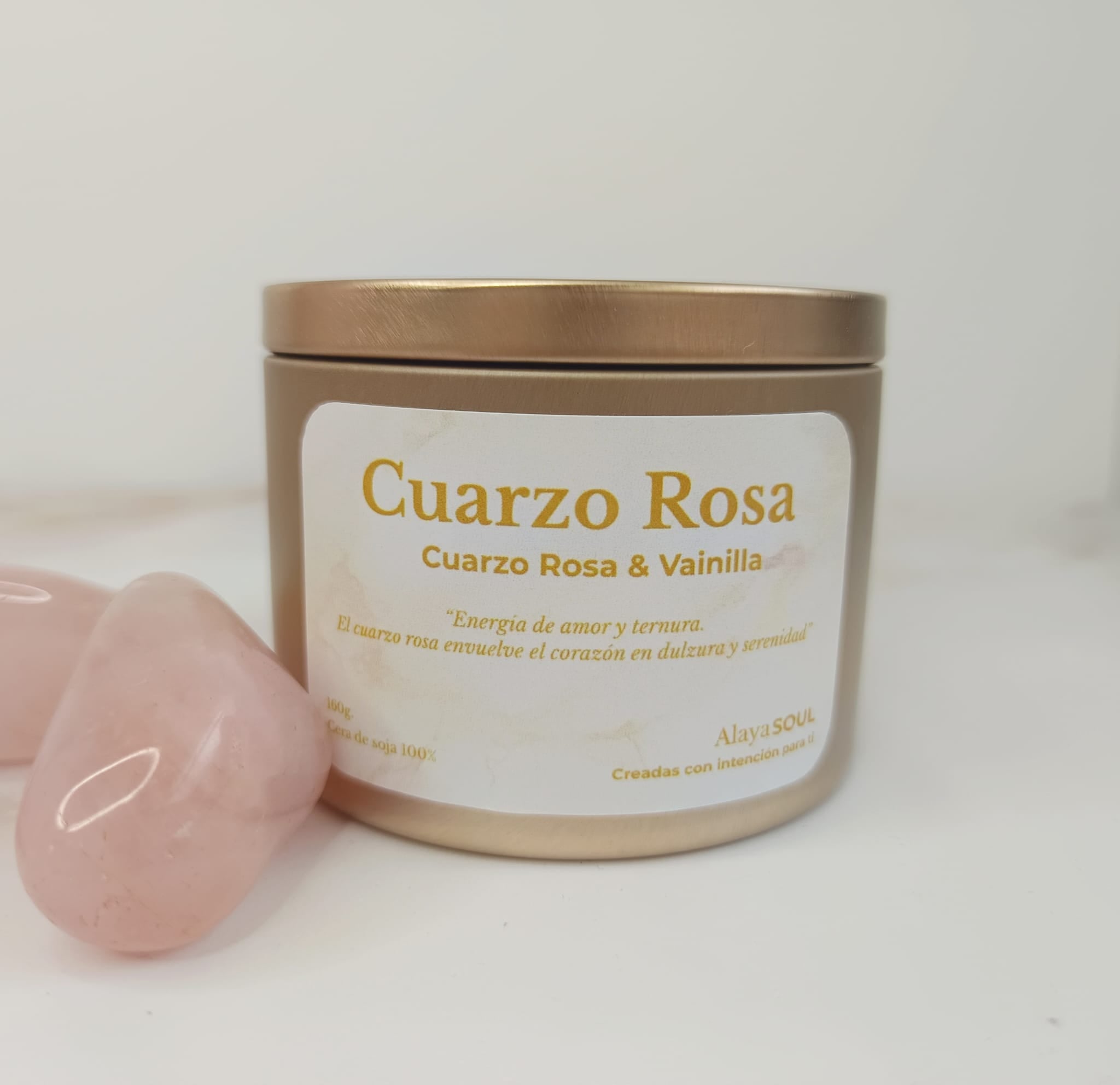Vela Mineral Cuarzo Rosa