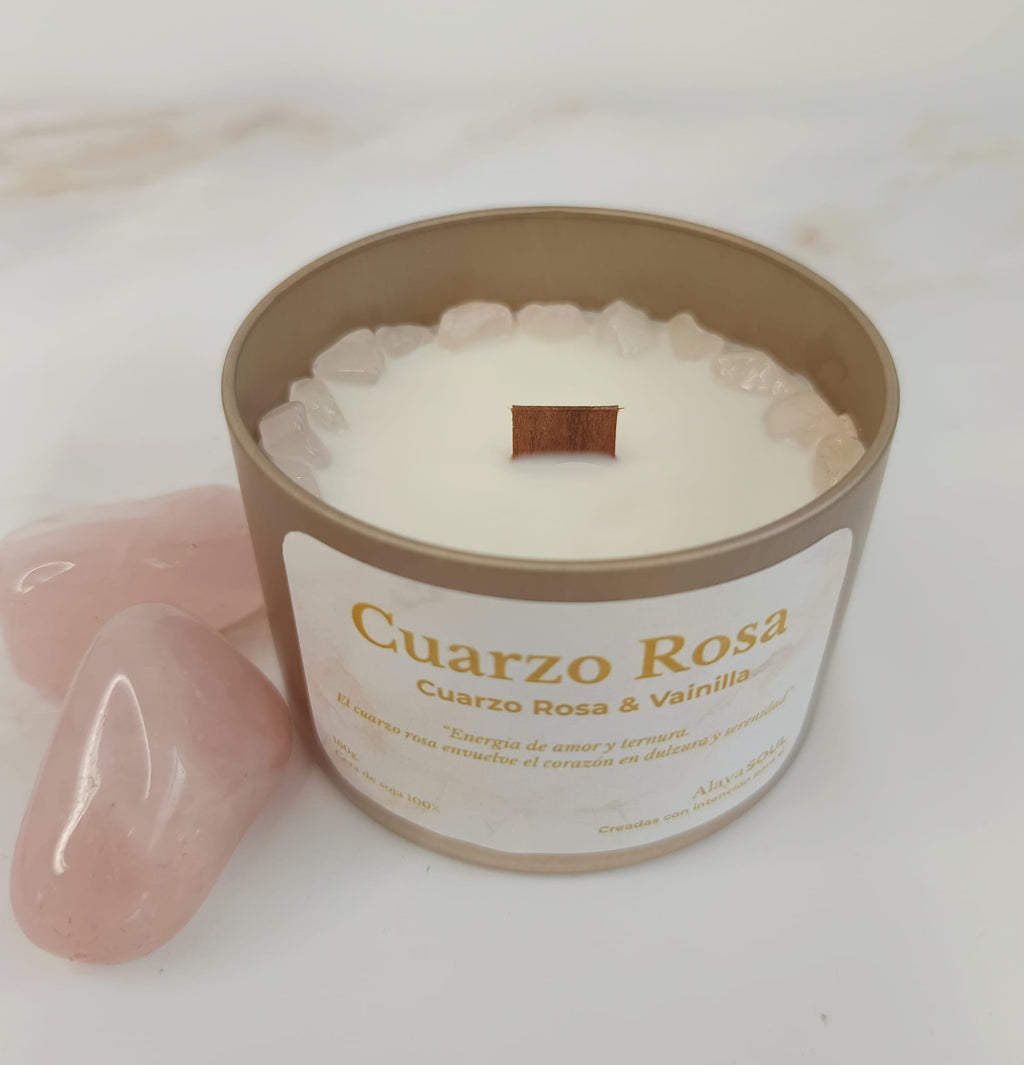 Vela Mineral Cuarzo Rosa
