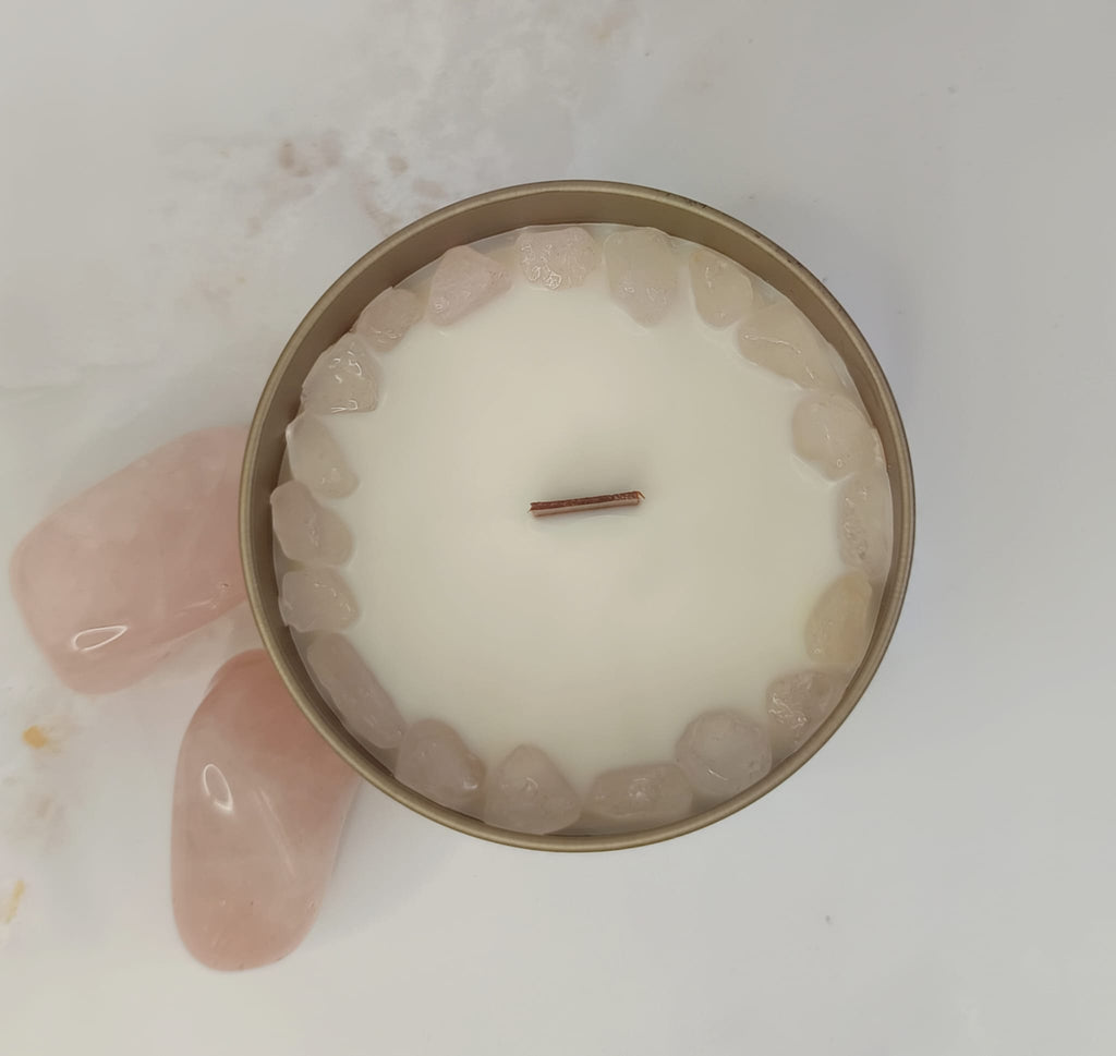 Vela Mineral Cuarzo Rosa