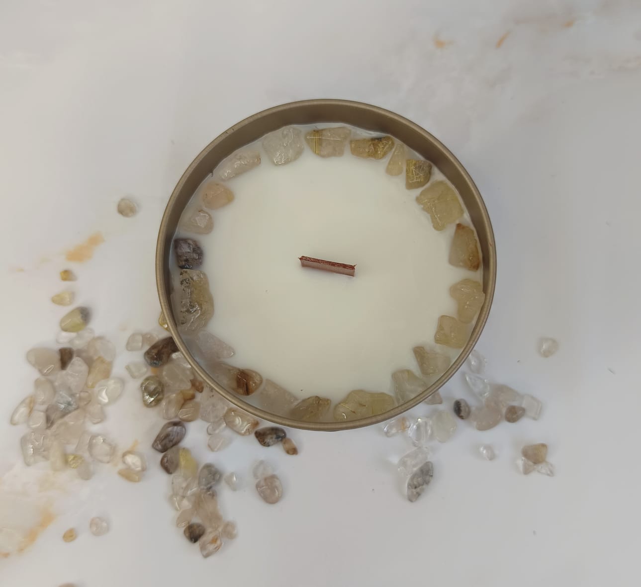 Vela Mineral Cuarzo Rutilado